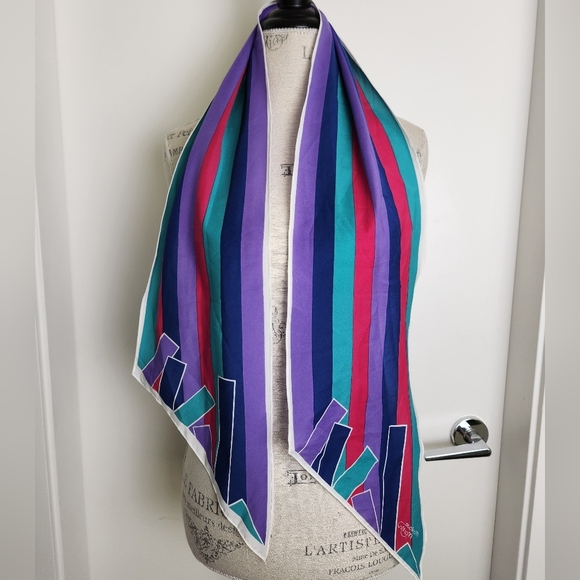 80s Monique Martin Stripe Neck Scarf - Picture 3 of 8